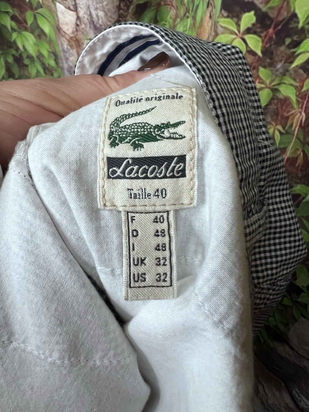 LACOSTE Men's Black and White Gingham Check Preppy Cotton Shorts, 32 - Picture 8 of 9